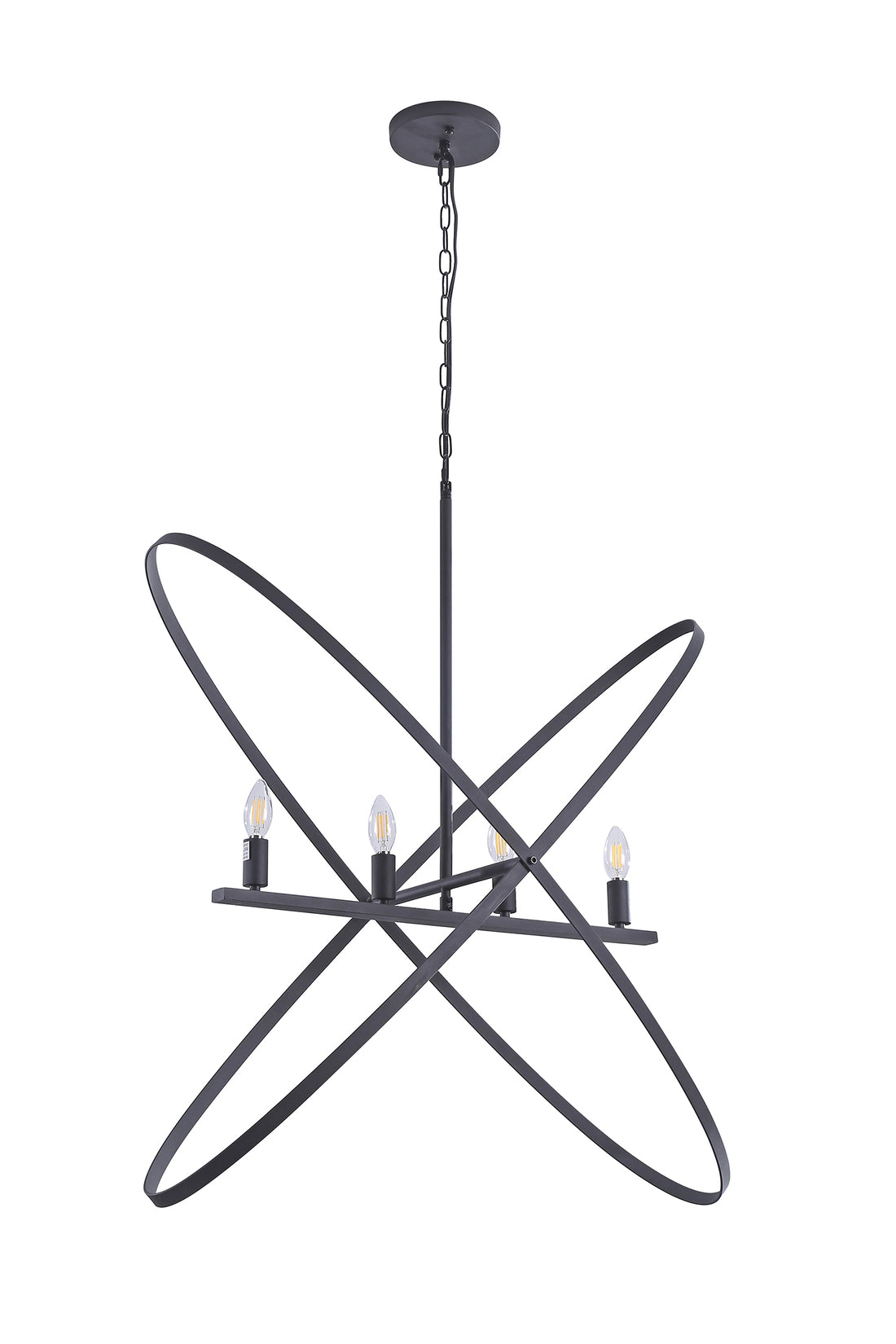 29"L X 15"W X 37.5"H 4 Led Matte Black Atom Brass Metal Pendant Matte Black Brass