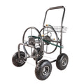 Garden Hose Reel Cart 4 Wheels Portable Garden Hose Reel Cart With Storage Basket Rust Resistant Heavy Duty Water Hose Holder Green Dark Green Abs Rubber Steel Q235