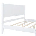 Queen Size Wood Platform Bed Frame, Retro Style Bed With Rectangular Headboard,No Need Box Spring,White Queen White Wood