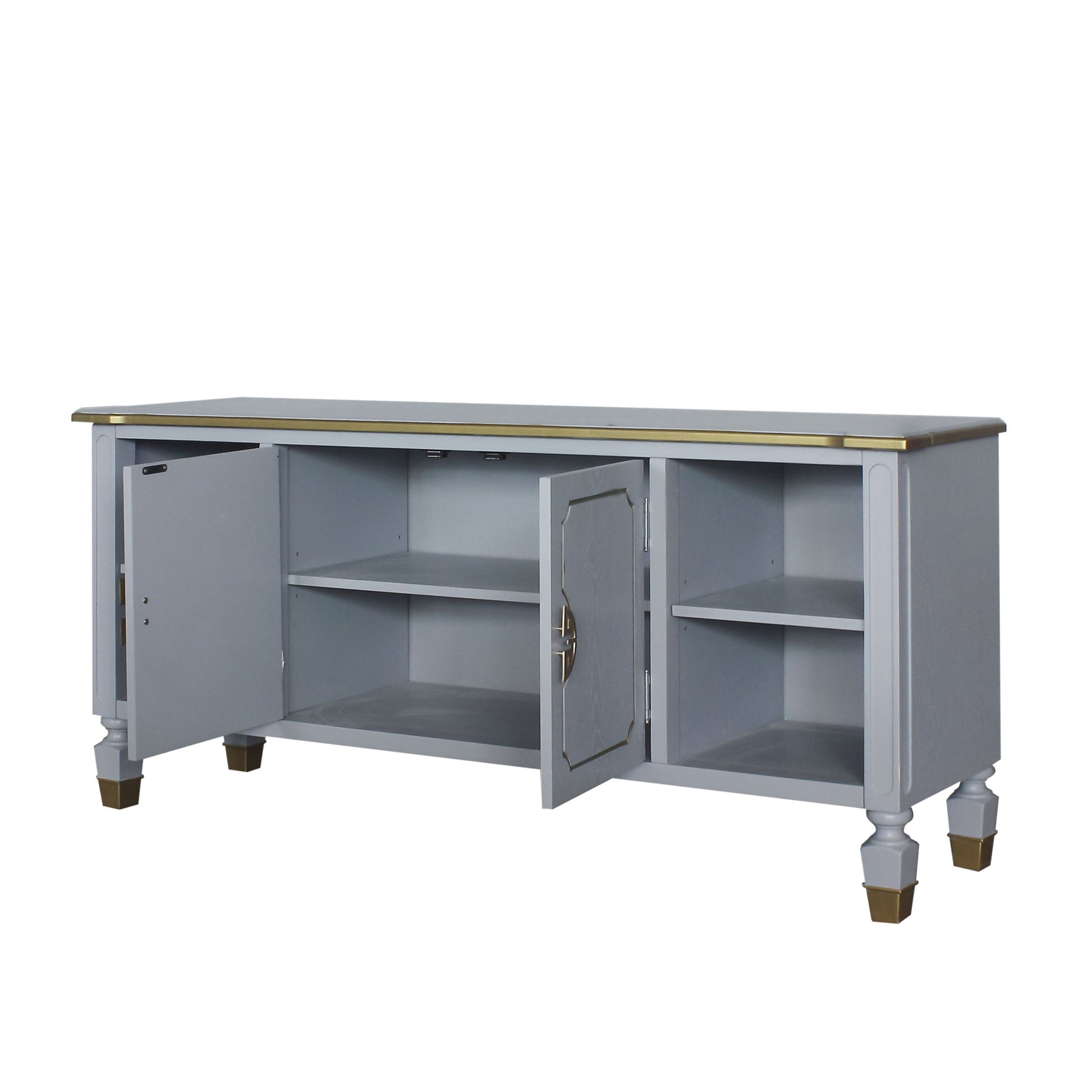 Pearl Grey 2 Door Tv Stand With 2 Shelf Grey Primary Living Space 65 Inches 60 69 Inches 65 Inches Solid Wood Mdf