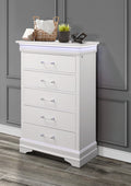 Charlston White Chest With Led White Solid Wood Mdf