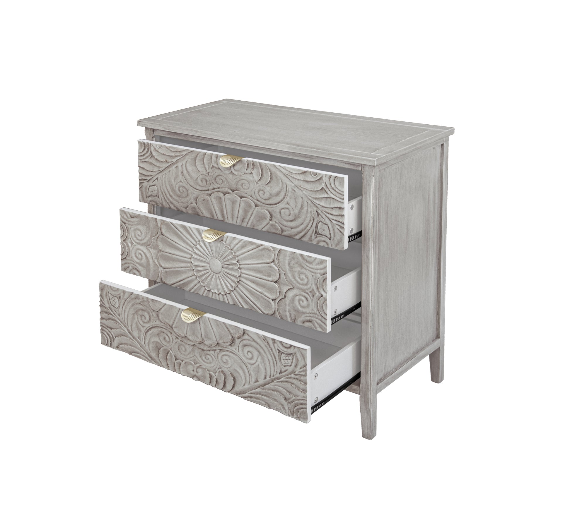 3 Drawer Cabinet, American Furniture, Suitable For Bedroom, Living Room, Study Light Grey Mdf