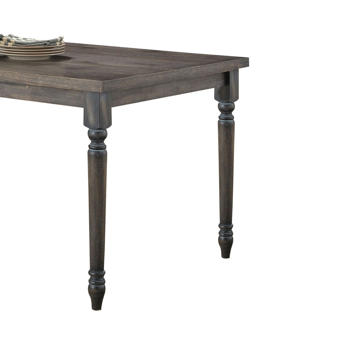 Weathered Grey Dining Table With Turned Leg Grey Seats 6 Dining Room Rustic Rectangular Mdf