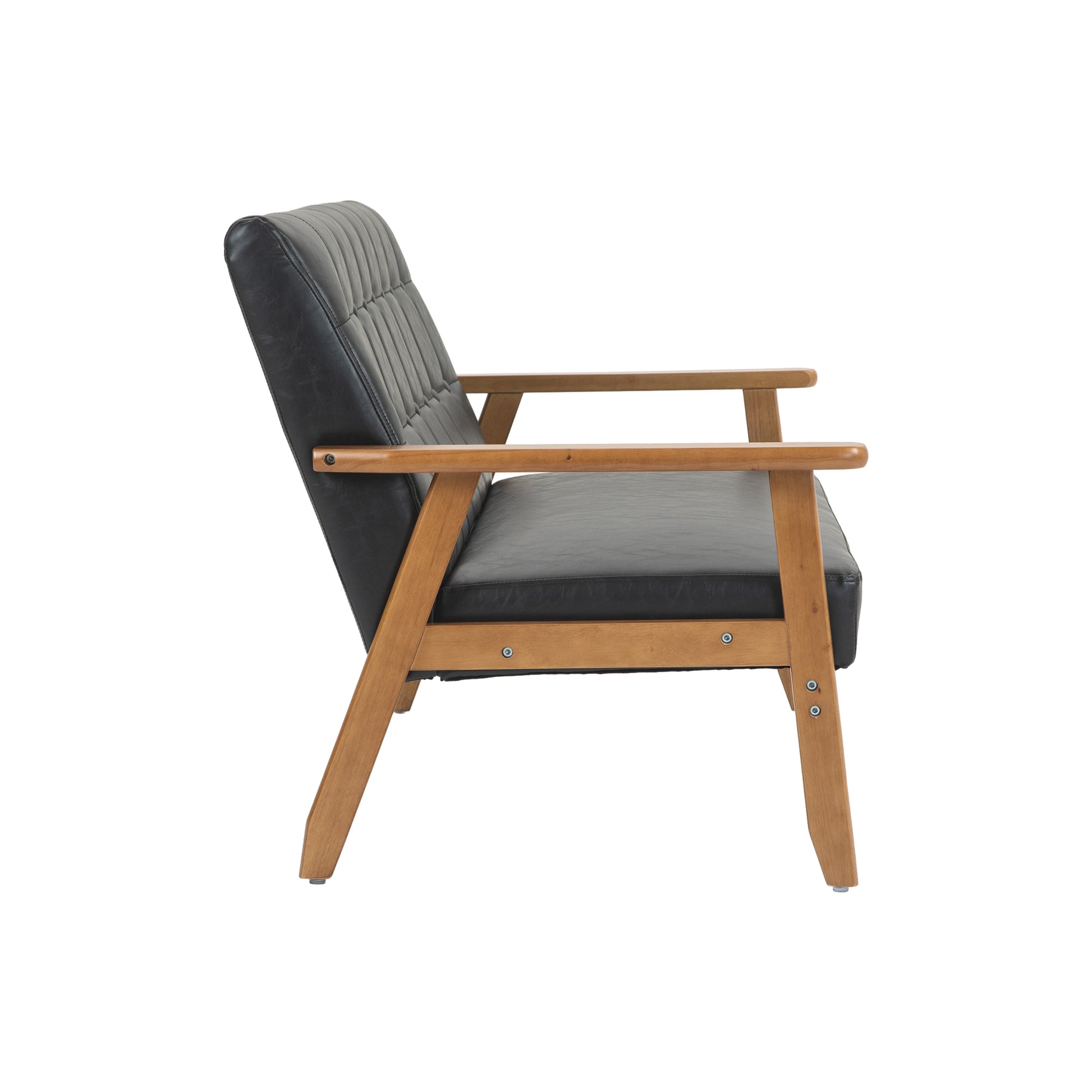 Coolmore Mid Century Modern Solid Loveseat Sofa Upholstered Pu Leather Loveseat, 2 Seat Upholstered Loveseat Sofa Modern Couch Black Pu Pu Leather 2 Seat