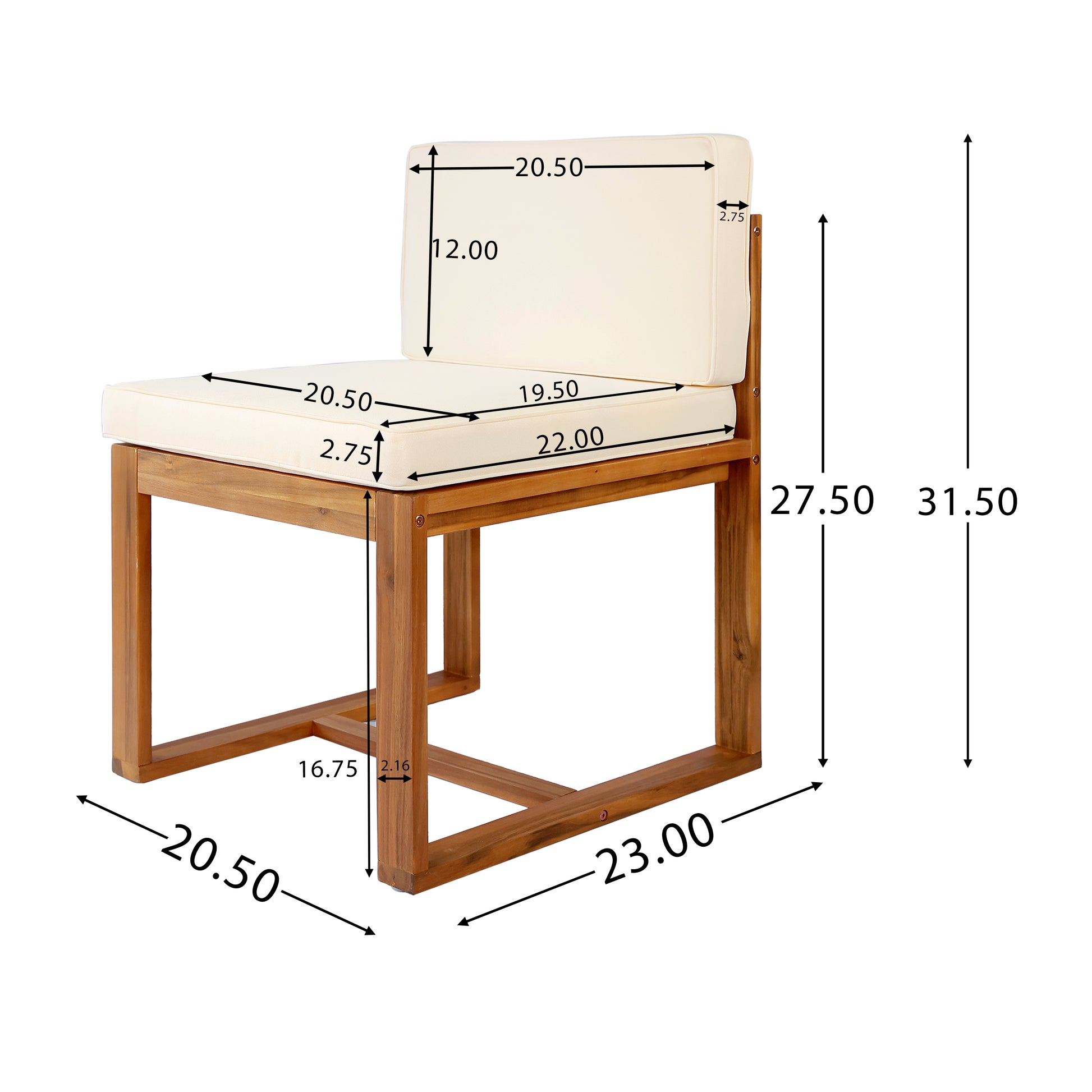 Patio Dining Chairs Set Of 2 Teak Beige Acacia Wood