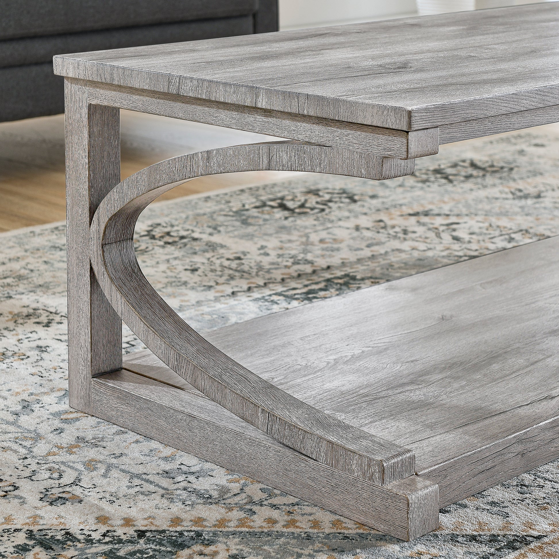 Unique Coffee Table, Solid Wood 23.8 Inch Modern Coffee Table Modern Center Table With Storage, Solid Wood Special Shape Coffee Table, Living Room, Kitchen, Apartment Dining Table Gray Solid Wood Mdf