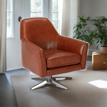 Paulina Caramel Leather Gel Swivel Armchair Caramel Foam Faux Leather