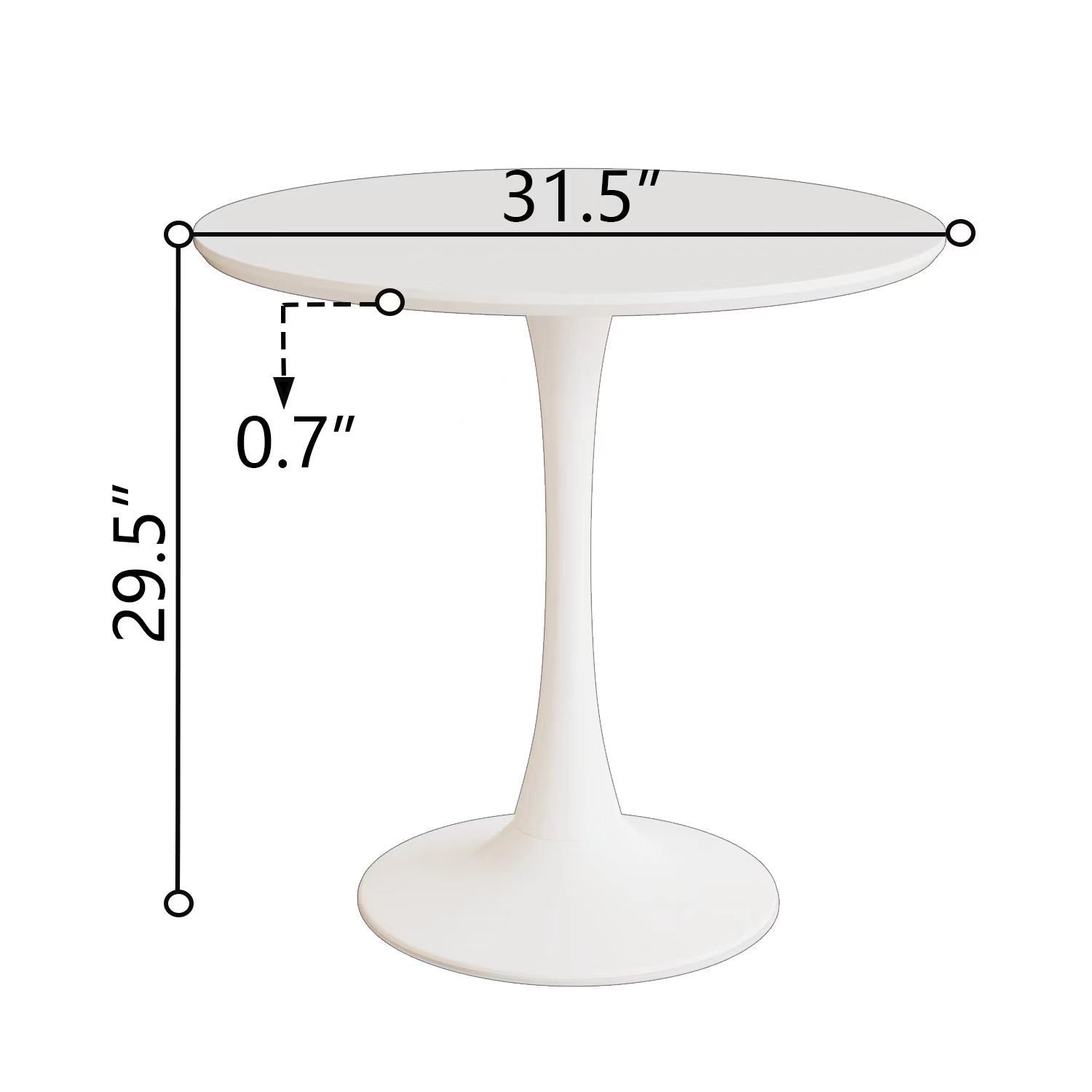 White Round Dining Table, 31.5" Tulip Table Kitchen Dining Table 2 4 People With Mdf Table Top & Pedestal Base, Mid Century End Table Leisure Coffee Table Office Living Room Table White Mdf