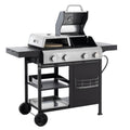 2 2 Multi Function Burner Gas Grill And Griddle Combo With Cover For Outdoor Cooking While Camping Or Tailgating Bbq,Frying,Pizza. Black And Silver Stainless Steel