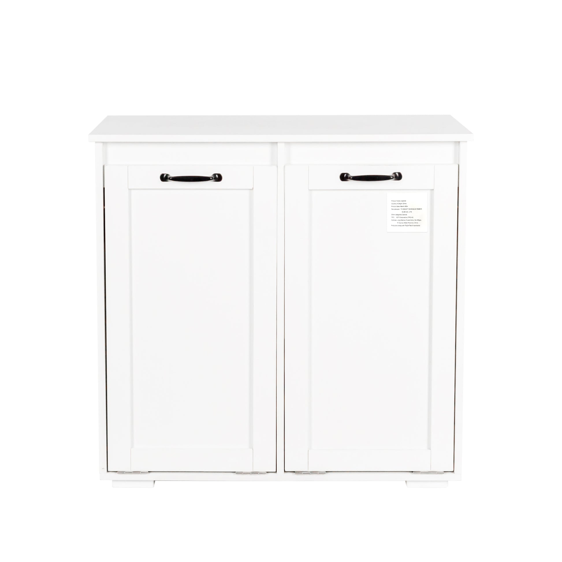 Laundry Cabinet ,With 2 Removable Liner Bags White Particle Board Mdf