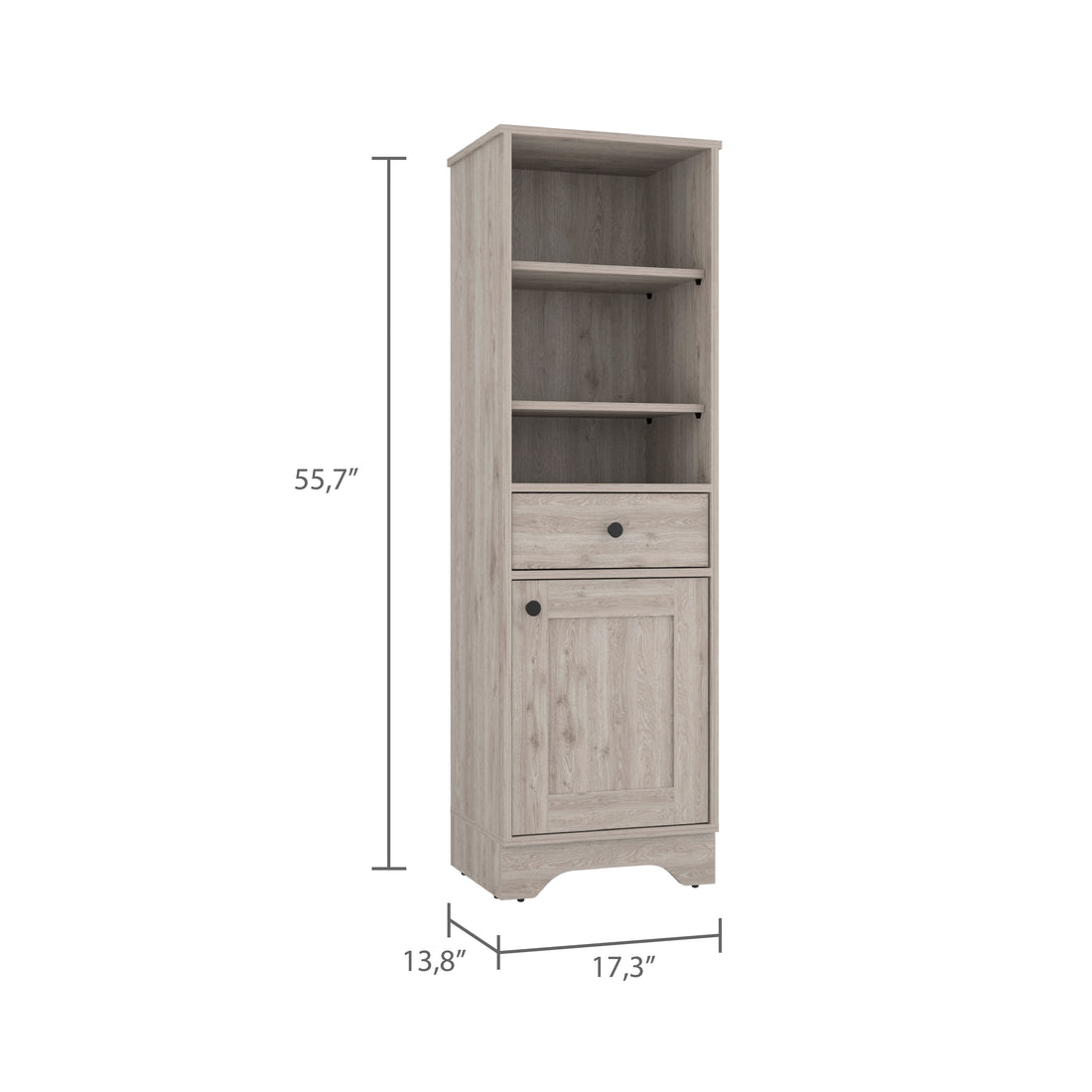 Alaskan Linen Cabinet, One Drawer, Single Door Cabinet 1 Gray 1 5 18 To 23 In 36 To 59 In Bathroom Freestanding Contemporary 10 15 Inches Melamine Engineered Wood