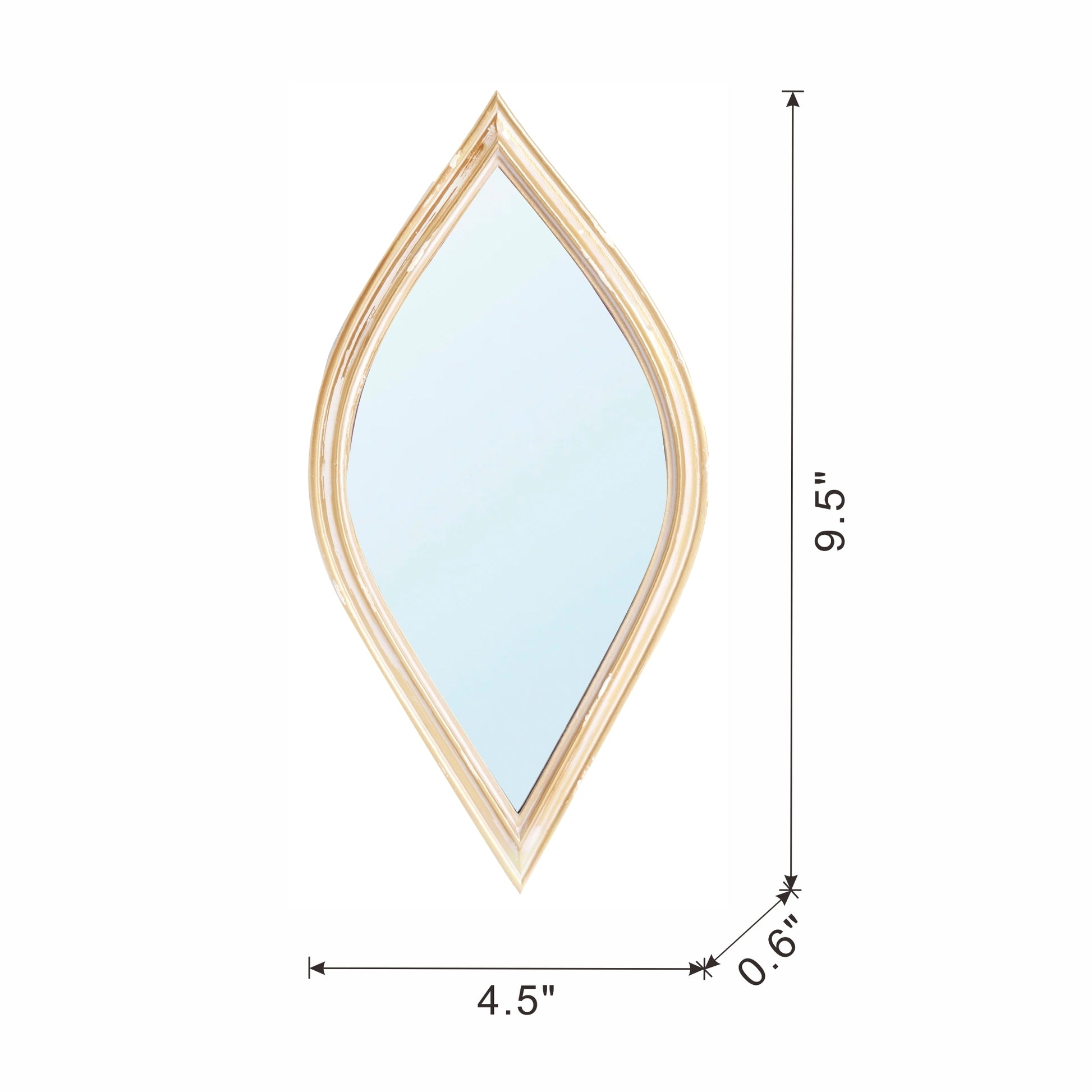 Small Decorative Mirror For Wall Decor, 2 Pieces Wall Accent, 4.5X9.5" Antique Gold Polyresin