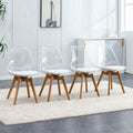 Modern Chairs Can Rotate 360 Degrees. The Backrest Is Made Of Pet Material, The Seat Cushion Is Made Of Pu Material, And The Support Legs Are Made Of Oak. Set Of 4 White Wood