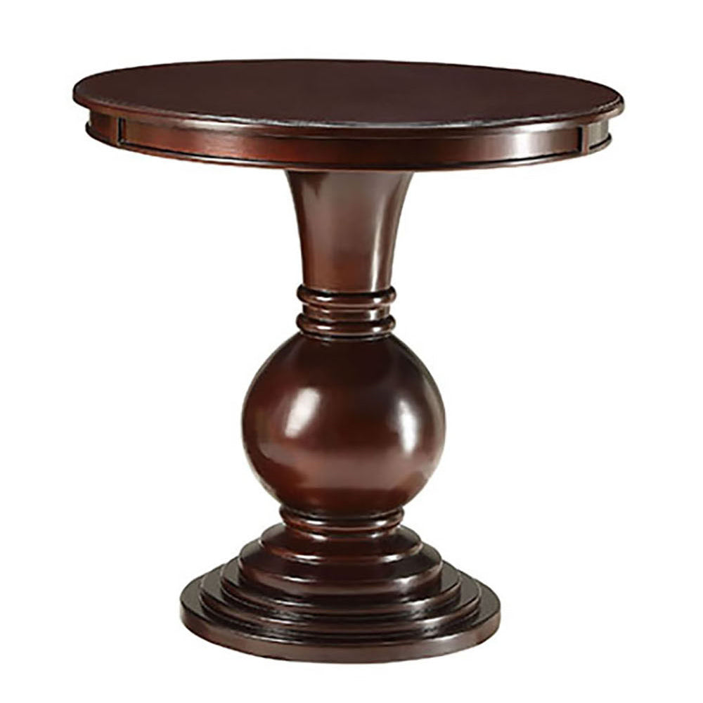 Espresso Accent Table With Pedestal Base Espresso Primary Living Space Traditional Round Wood Plastic Pedestal