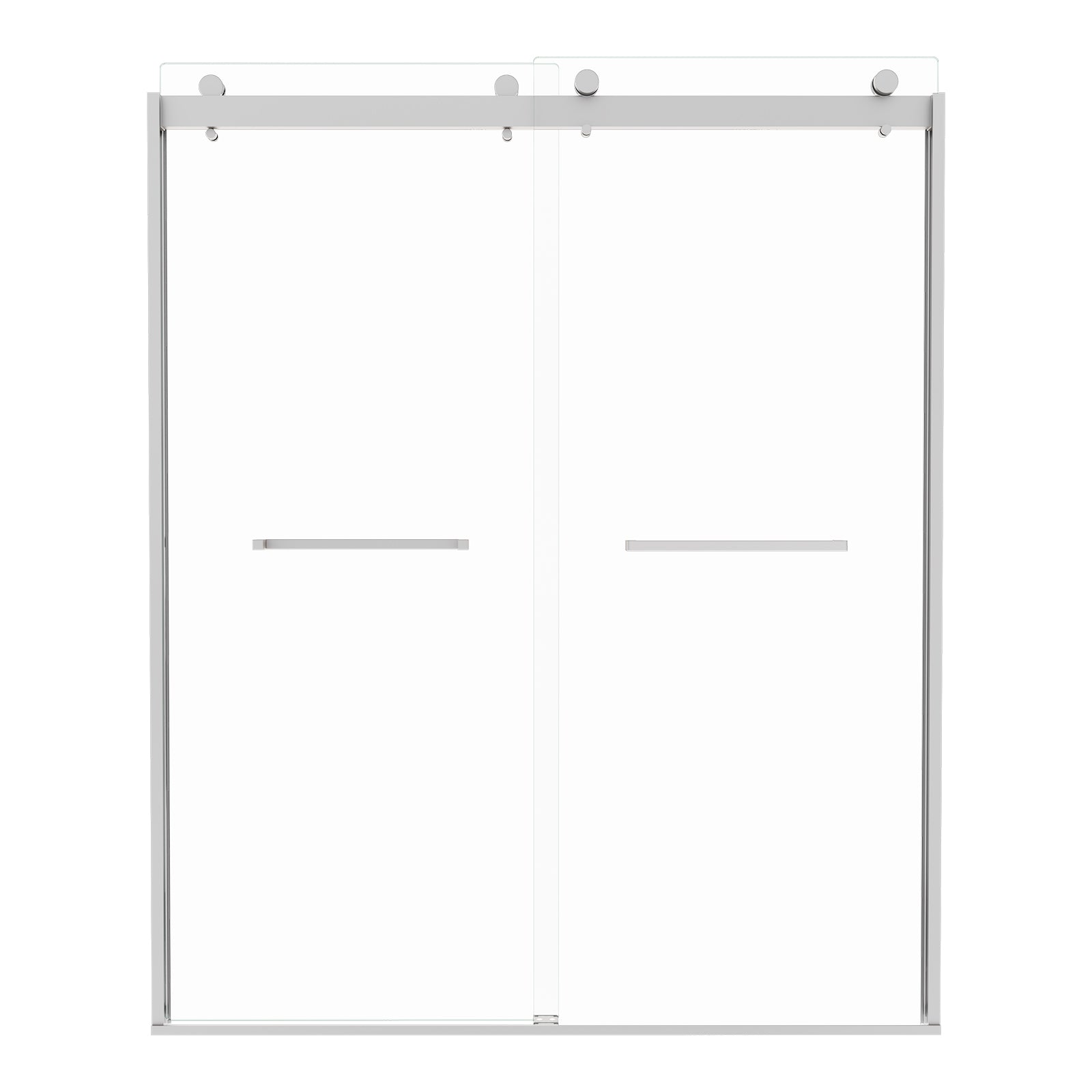 Bypass Shower Door, Sliding Door, With 5 16" Tempered Glass And Polished Chrome Finish 6074 Chrome Bathroom Stainless Steel