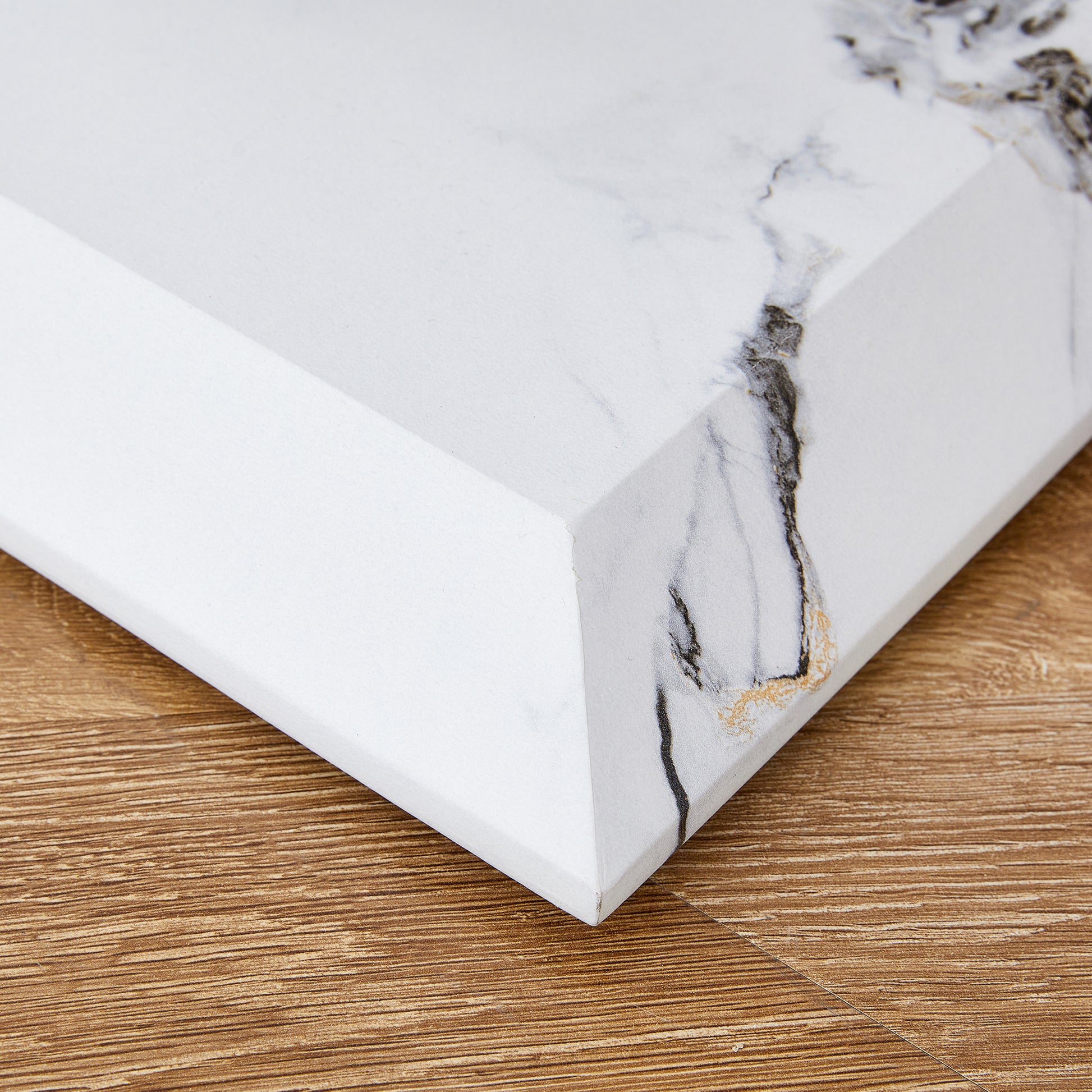 Modern Minimalist Rectangular Glass Table With 0.39 "Tempered Glass Top And Mdf White Patterned Sticker Legs For Entrance And Living Room. Transparent Glass