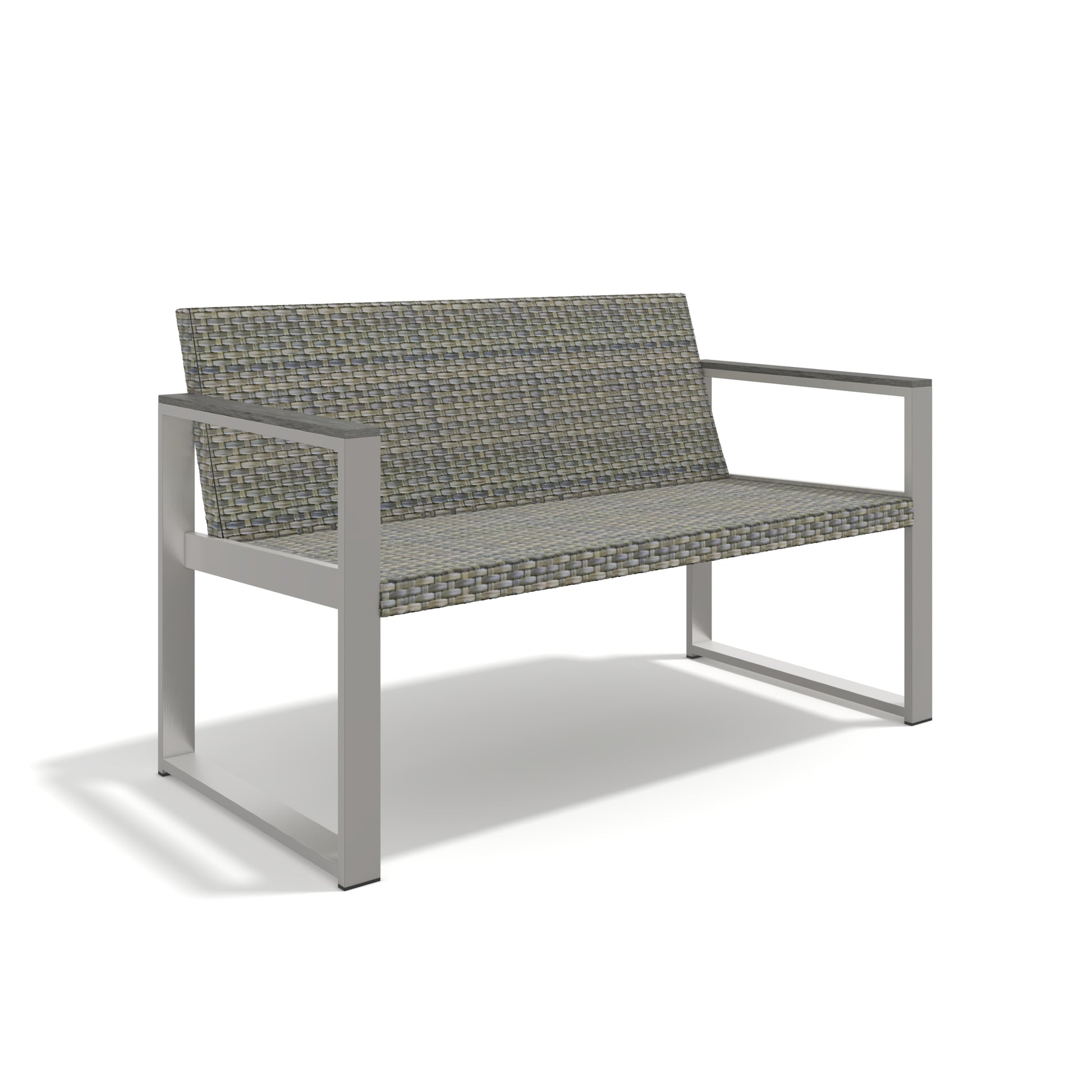 Aluminum And Rattan Modern 4 Piece Sofa Seating Group For Patio Garden Outdoor Yes Complete Patio Set Gray Silver Mildew Resistant Frame Fade Resistant Cushion Garden & Outdoor Modern Complete Patio Sets Aluminium Aluminium