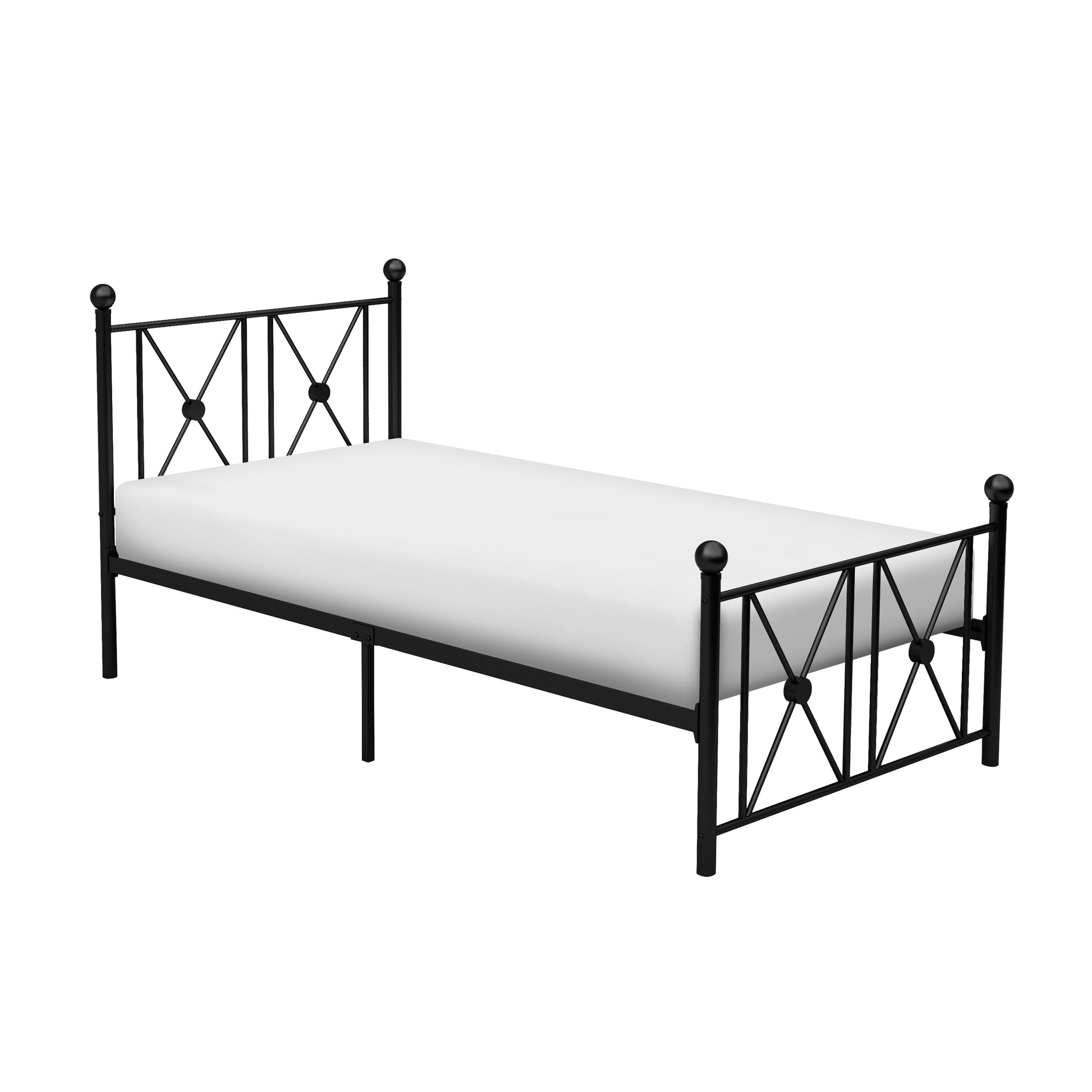 Black Finish Metal Frame 1Pc Twin Platform Bed Modern Traditional Bedroom Furniture Box Spring Not Required Twin Black Metal Bedroom Metal