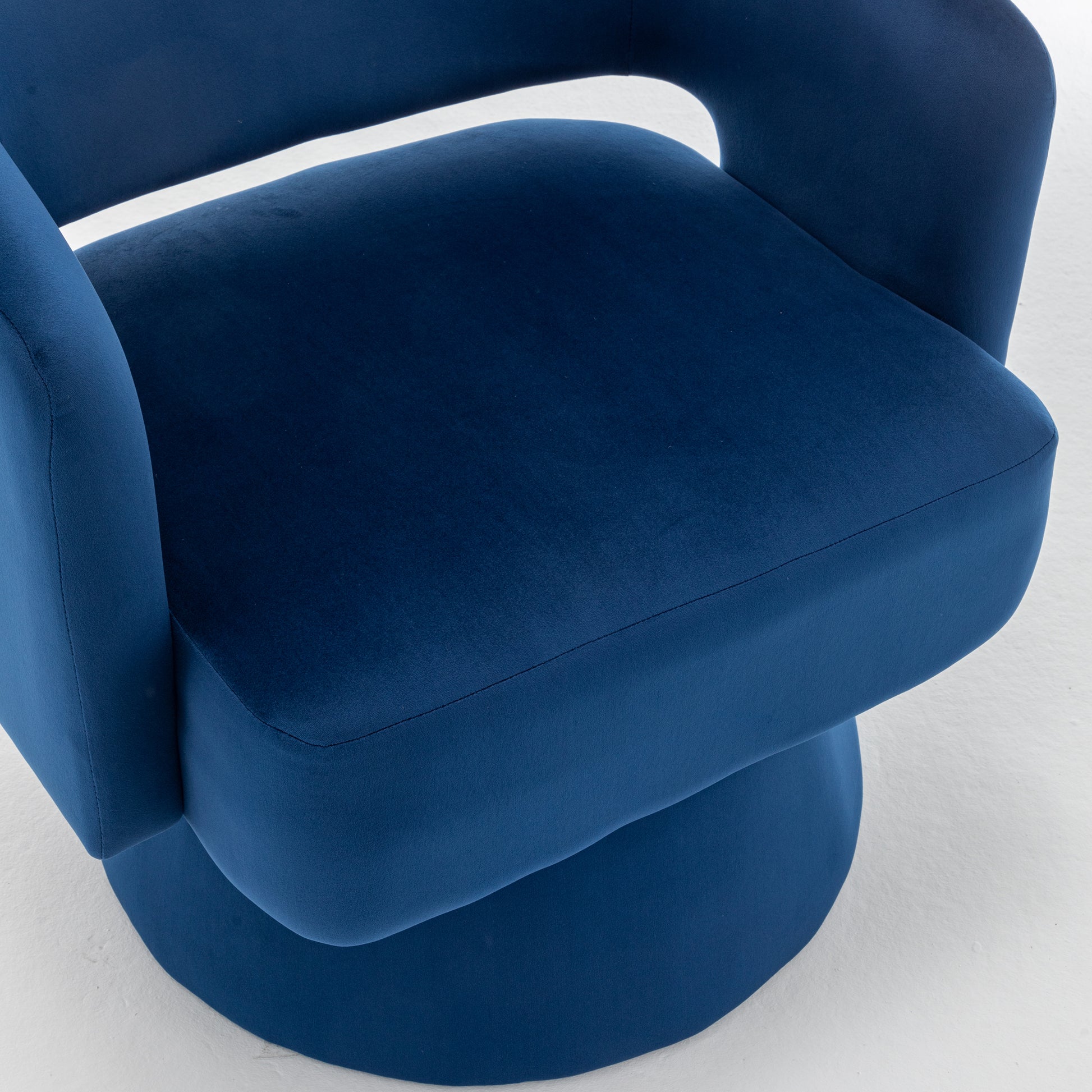 Swivel Barrel Chair, Velvet Accent Armchair 360 Degree Swivel Club Chair For Living Room Bedroom Reception Room Blue Foam Velvet