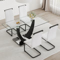 Table And Chair Set.Large Rectangular Glass Dining Table, 0.39 