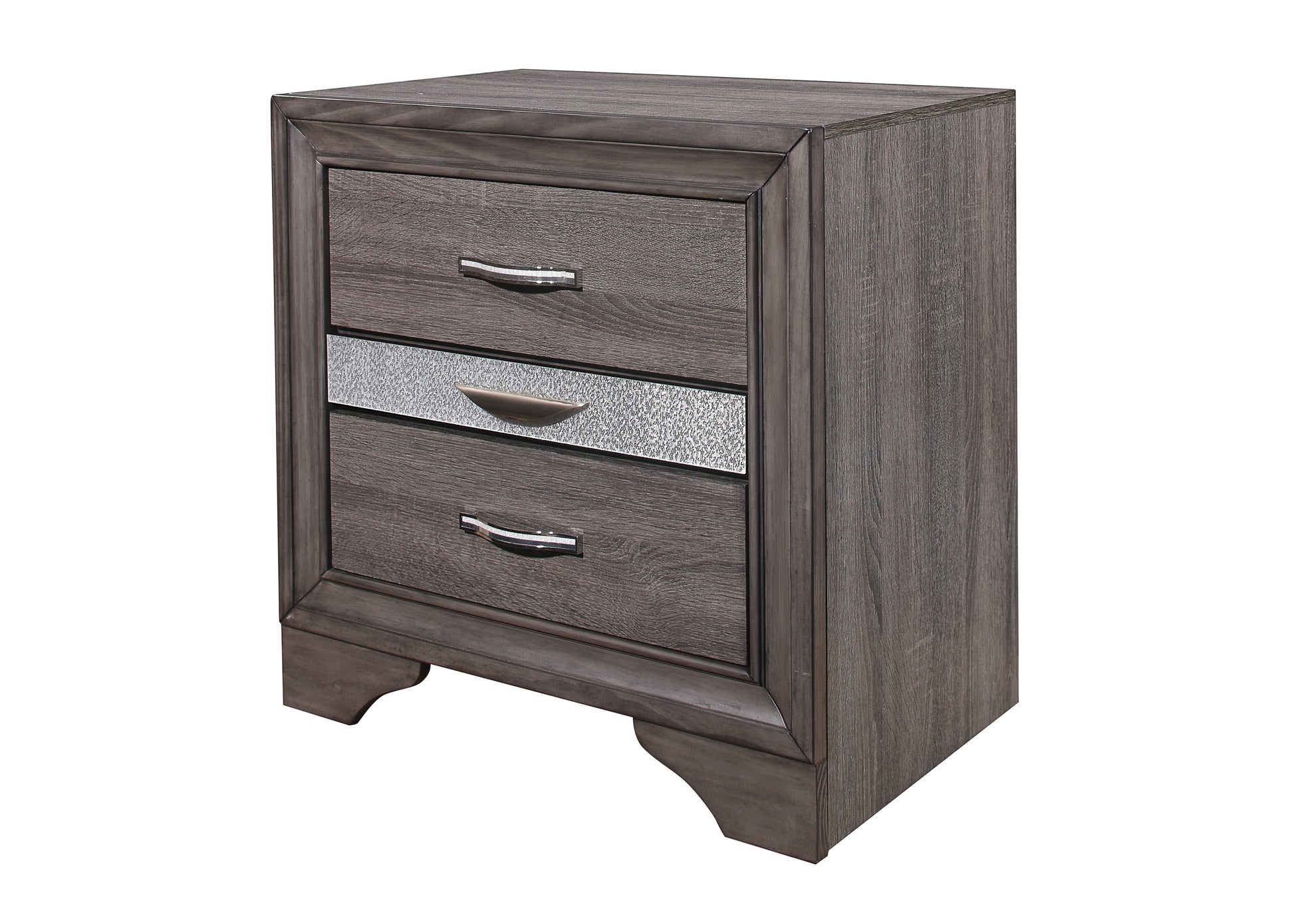 Ryder Sparkle Grey Nightstand Gray Solid Wood Mdf