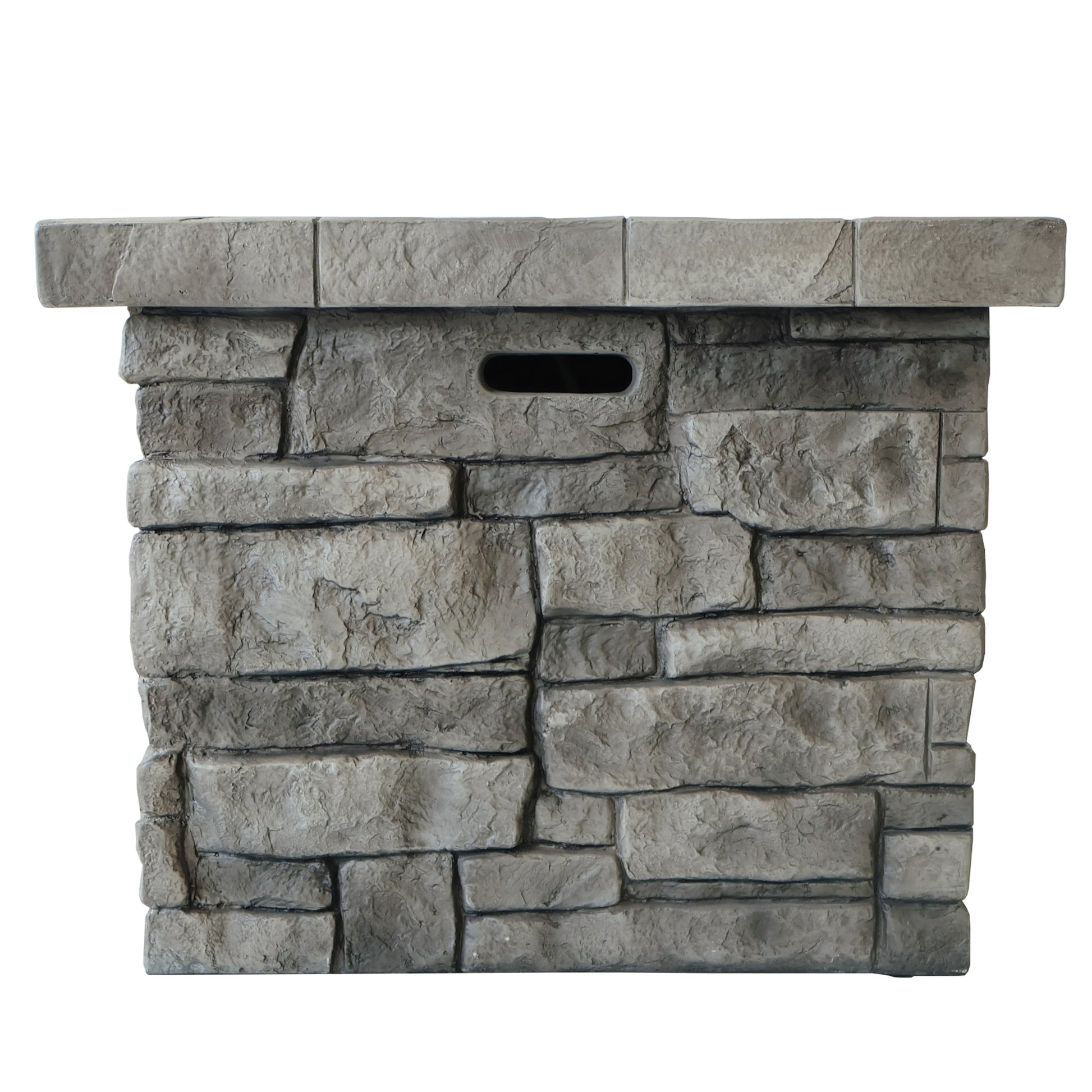 30" Outdoor Square Mgo Propane Fire Pit 40,000 Btu, Grey Grey Garden & Outdoor Magnesium Oxide