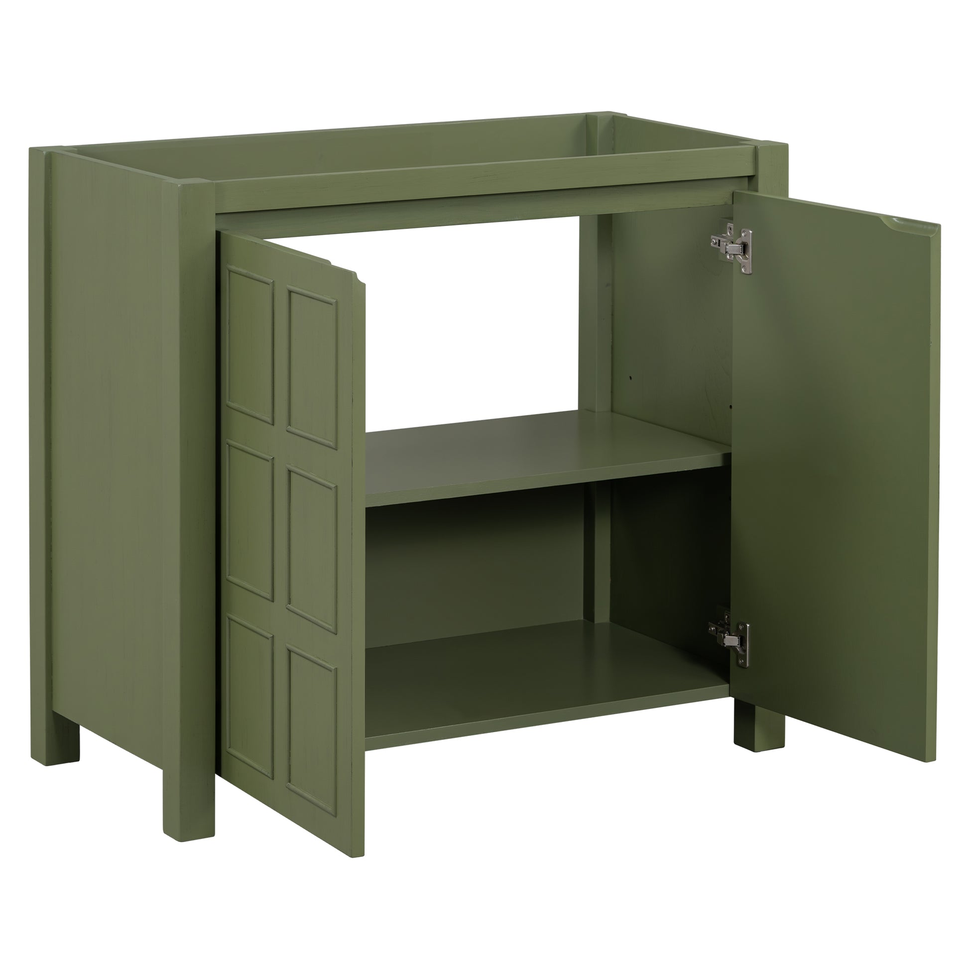 Cabinet Only 36" Bathroom Vanity With Adjustable Shelves Green Bathroom Solid Wood Mdf