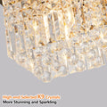 Modern Crystal Chandelier For Dining Room 8 Light Gold Rectangle Raindrop Chandelier Contemporary Rectangular Pendant Light Fixture For Kitchen Island Bar L39.4'' X W9.8'' X H8.7' Bulb Not Included Gold Crystal Iron