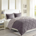 3M Scotchgard Diamond Quilting Reversible Down Alternative Comforter Set King Grey Polyester