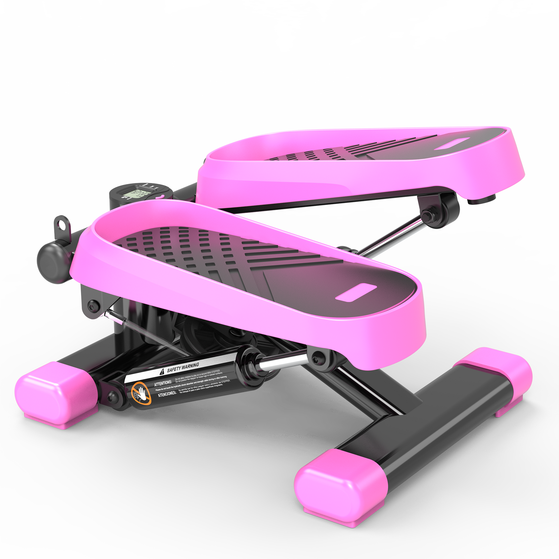 Home Office Exercise 330Lbs Capacity Mini Stepper With Resistance Bands And Lcd Monitor Pink Black Steel