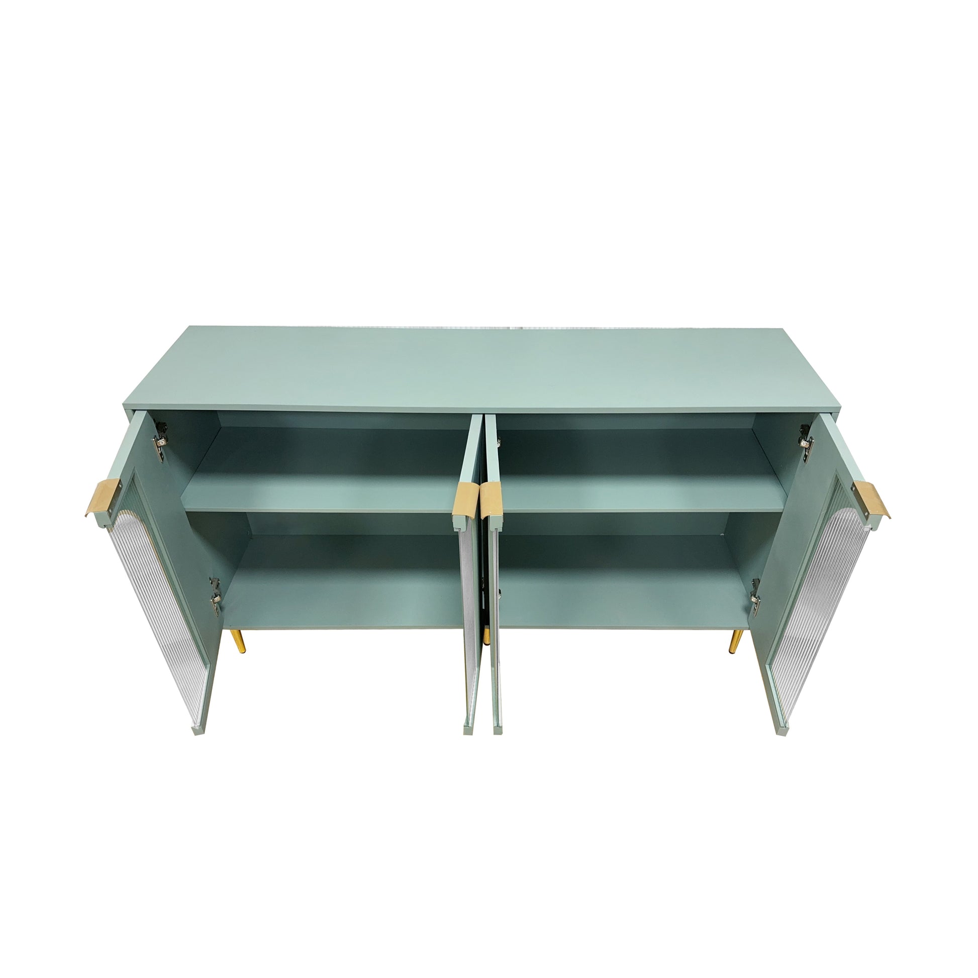 Accent Cabinet Lacquered Wooden Cabinet With 4 Glass Doors Sideboard Buffet Server Cabinet Storage Cabinet, For Living Room, Entryway, Hallway, Office, Kitchen And Dining Room, Mint Green Lacquered Mint Green Adjustable Shelves American