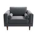 Amber Grey Velvet Lounge Chair Gray Solid Wood,Velvet