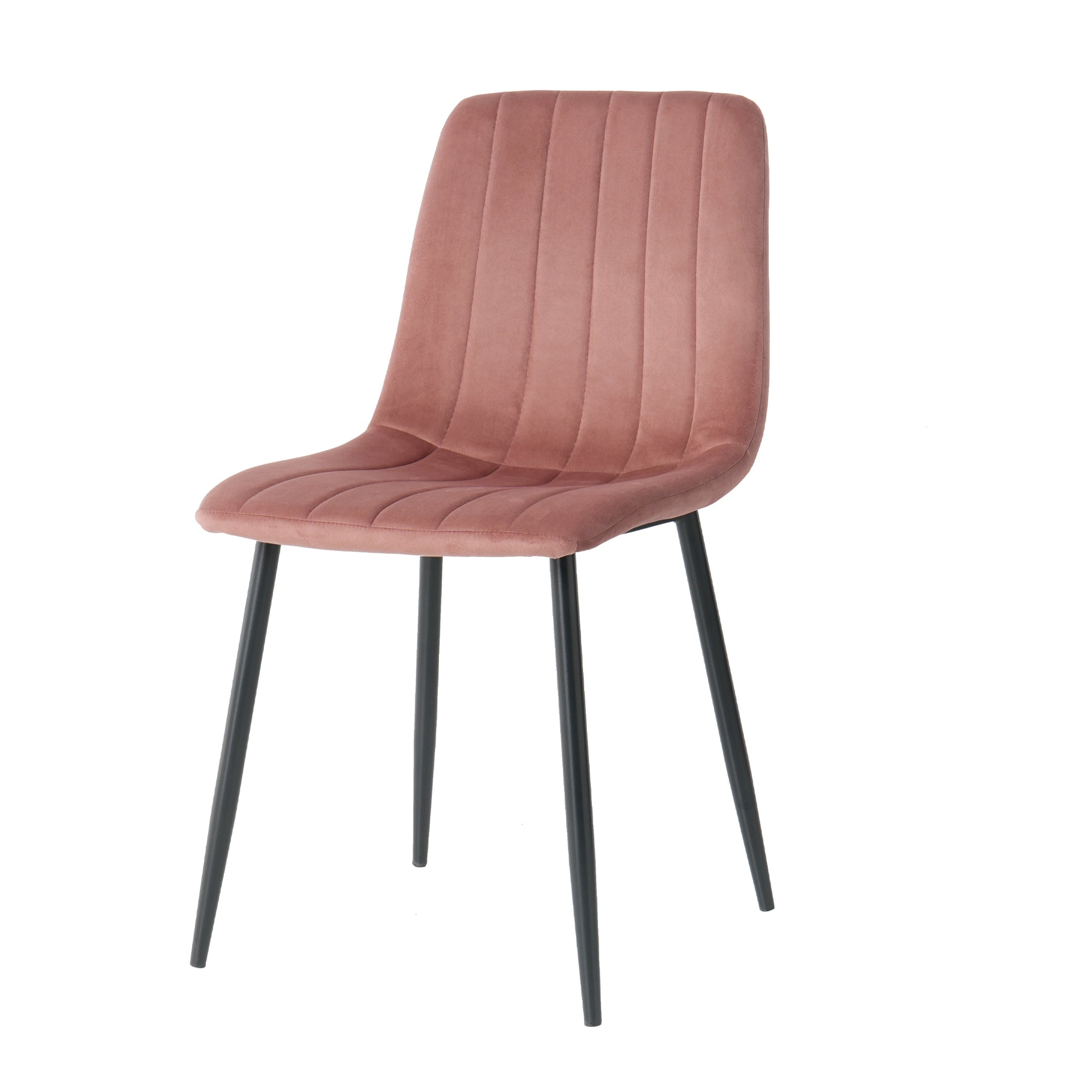 Interior Pink Velvet Dining Chair, Modern Kitchen Dining Chair With Cushion Back, Upholstered Side Chair With Black Coated Metal Legs, Family Kitchen Dining And Living Room Set Of 4 Metal Pink