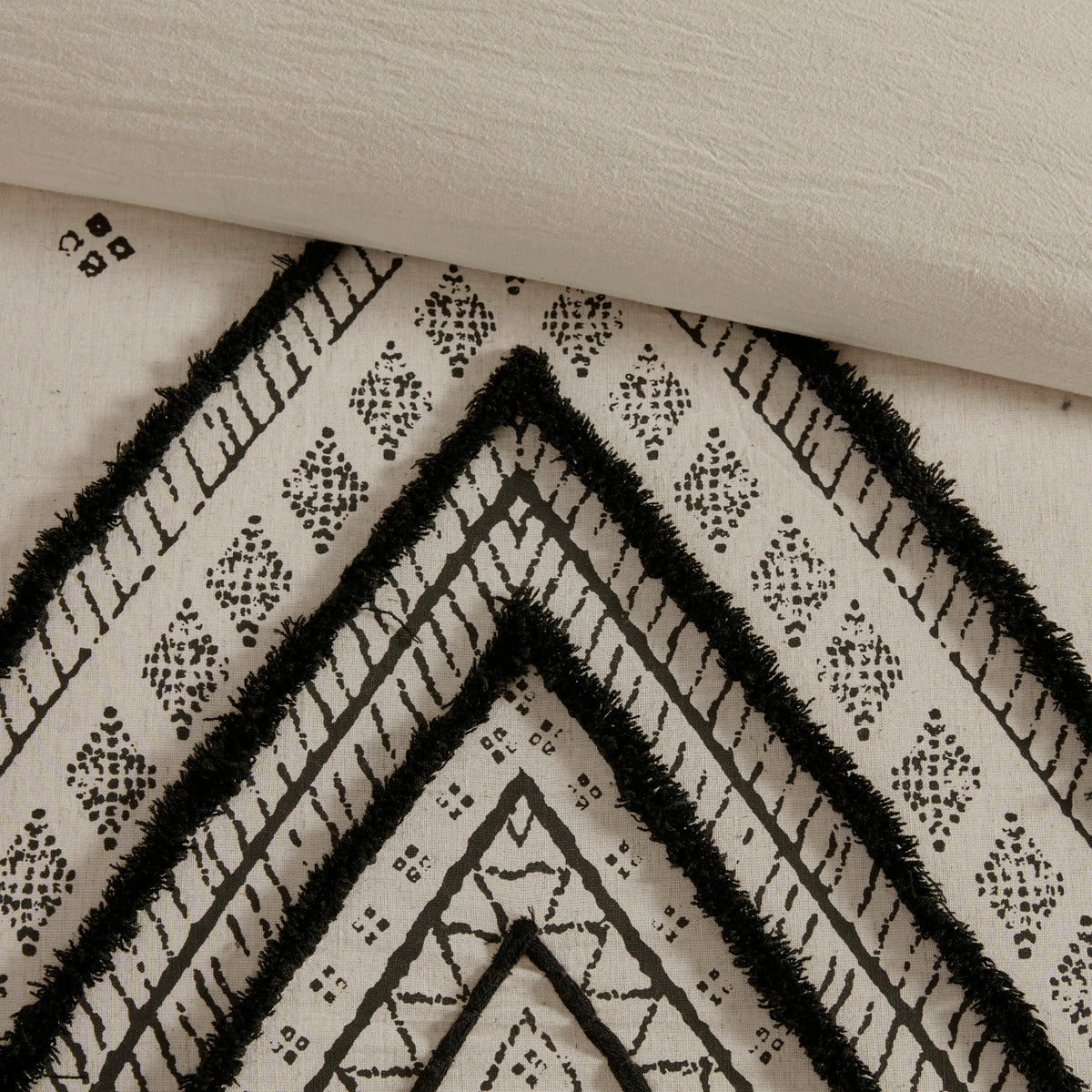 3 Piece Cotton And Flax Linen Blend Comforter Set Natural King Cal King King White Black Cotton