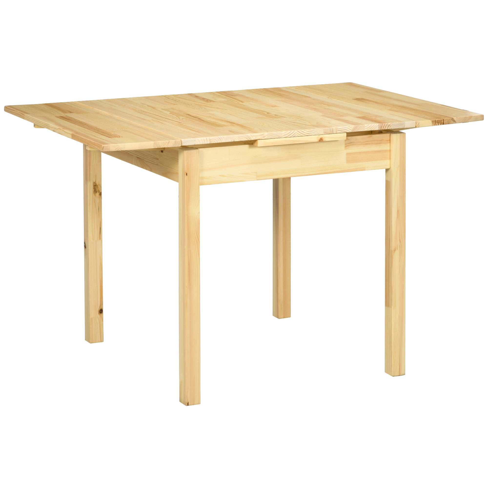 Homcom Folding Dining Table With Pine Wood Frame, Drop Leaf Tables For Small Spaces, Foldable Kitchen Table For Dining Room, Natural Natural Wood Wood