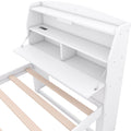 Twin Size Wooden Led Platform Bed With Trundle, With Storage Headboard, With Drawers, White Twin White Plywood