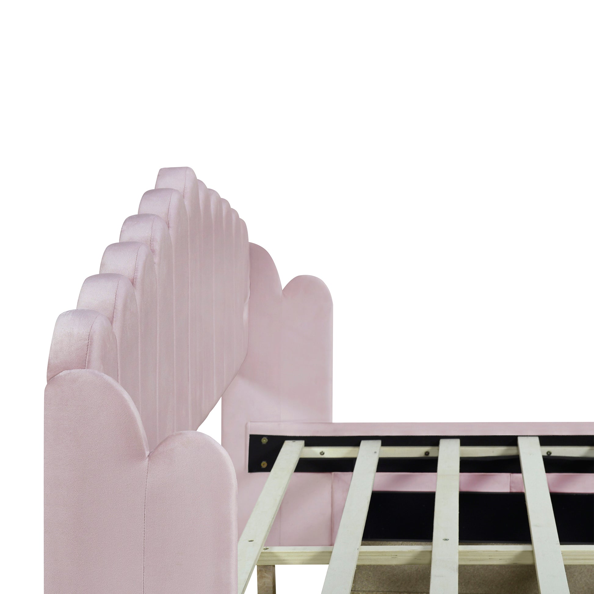 Queen Size Upholstered Platform Bed With 4 Drawers And 2 Usb, Pink Box Spring Not Required Queen Pink Wood Bedroom Bed Frame Polyester Upholstered