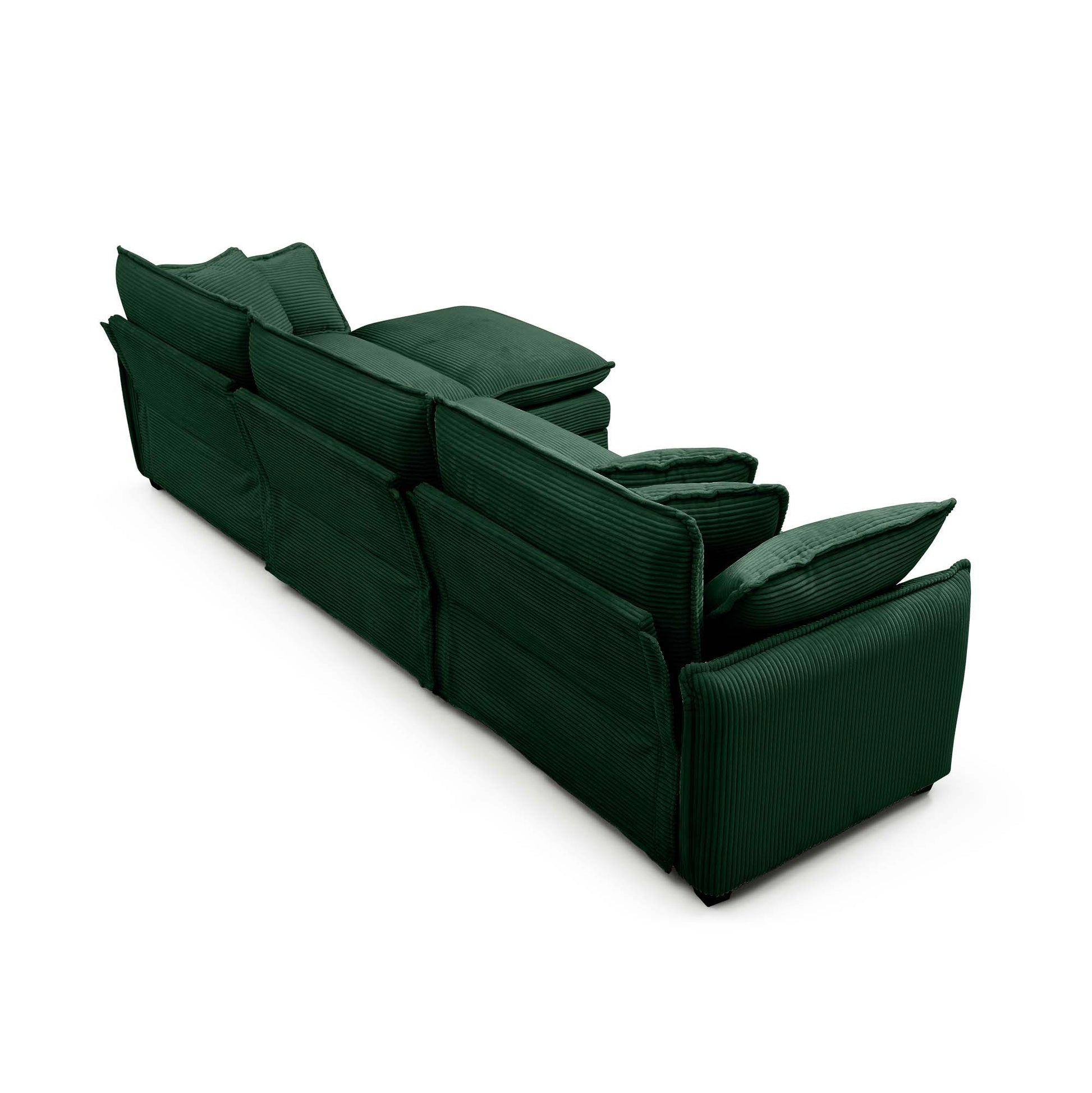 Oversize 3 Seater Sofa With One Footrest, L Shaped Sectional Sofa With Ottoman For Living Rooms,Green Corduroy Sofa Green Corduroy 3 Seat