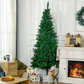 Homcom 7Ft Half Artificial Christmas Tree Holiday D Cor With 520 Branches, Auto Open, Steel Base, Green Green Plastic