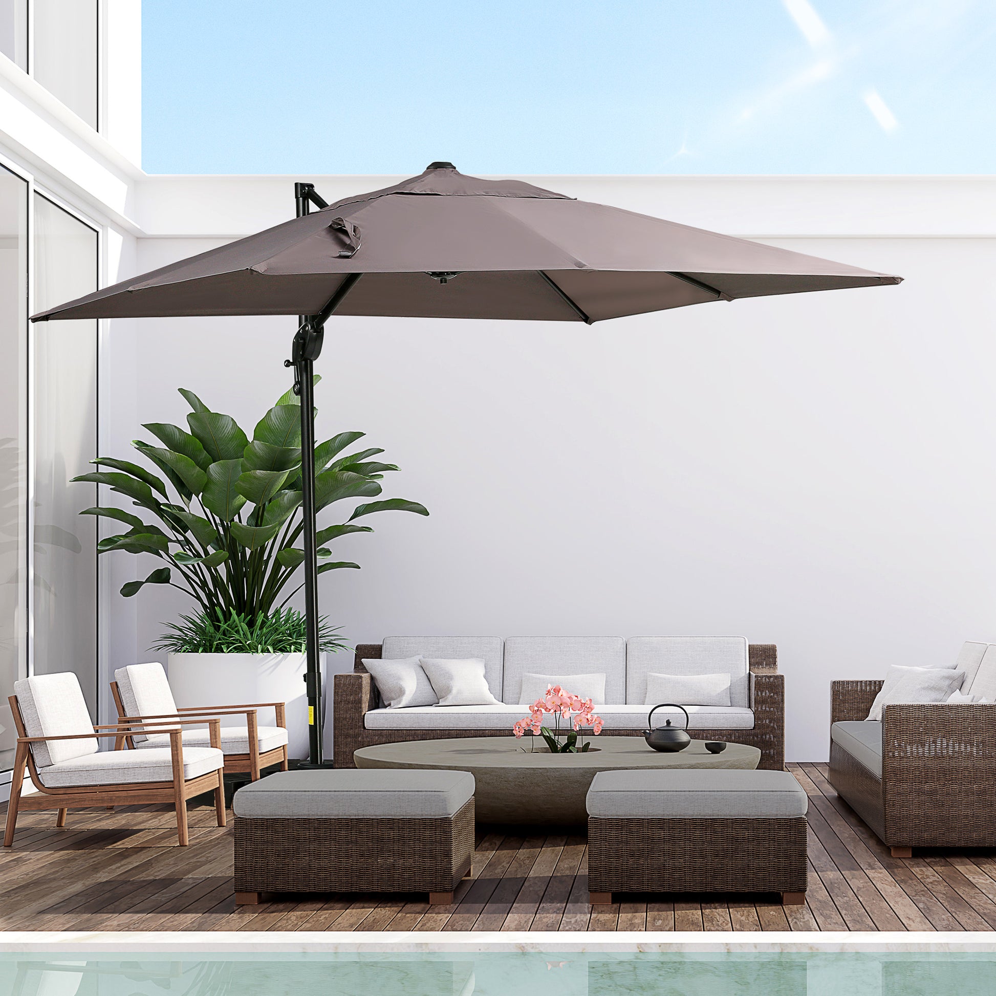 8ft offset patio umbrella Outsunny 8Ft Cantilever Patio Umbrella, Square Outdoor Offset Umbrella