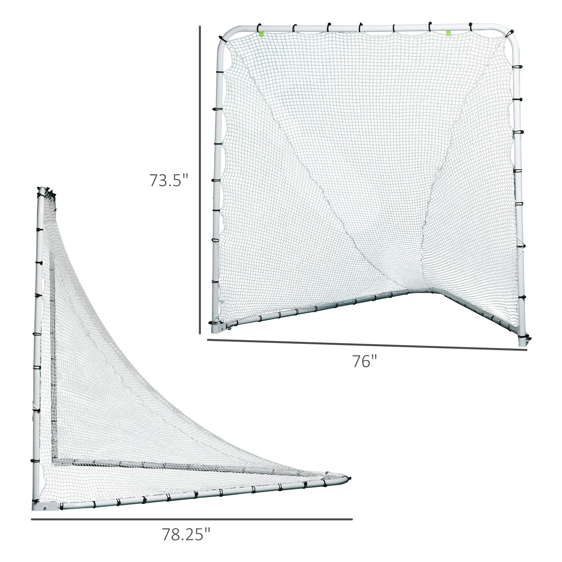 Soozier 6' X 6' Folding Lacrosse Goal, Backyard Lacrosse Net With Steel Frame, Soccer & Lacrosse Training Equipment For Kids, Youth, Adults White Steel