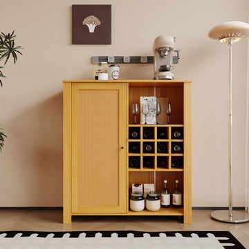 Storage Cabinet, Rattan Cabinet With 2 Adjustable