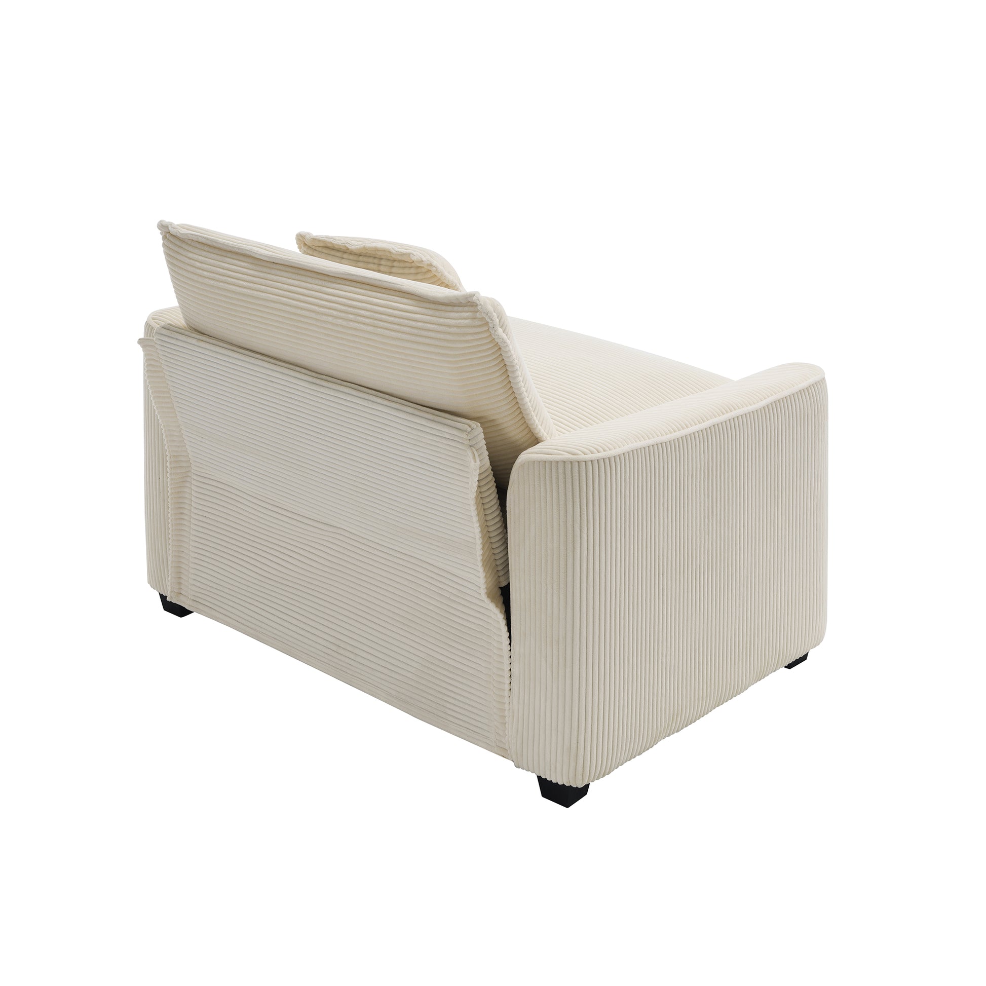 Mid Century Modern Set Of 2 Sofas With One 3 Seater Sofa And One Single Accent Chair, Light Beige Corduroy Fabric Beige Corduroy 4 Seat