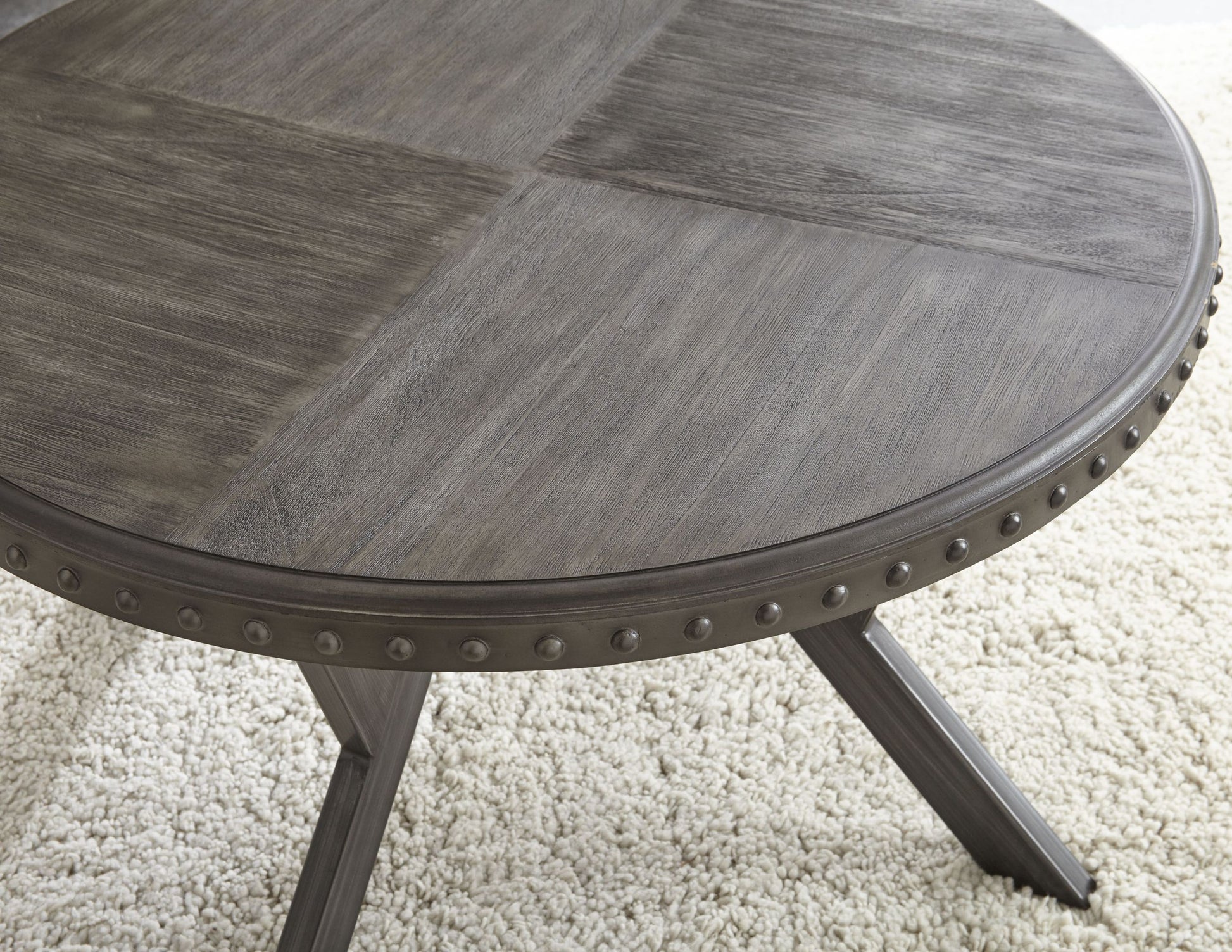 Alamo Round Cocktail Table Gray Gray Wood