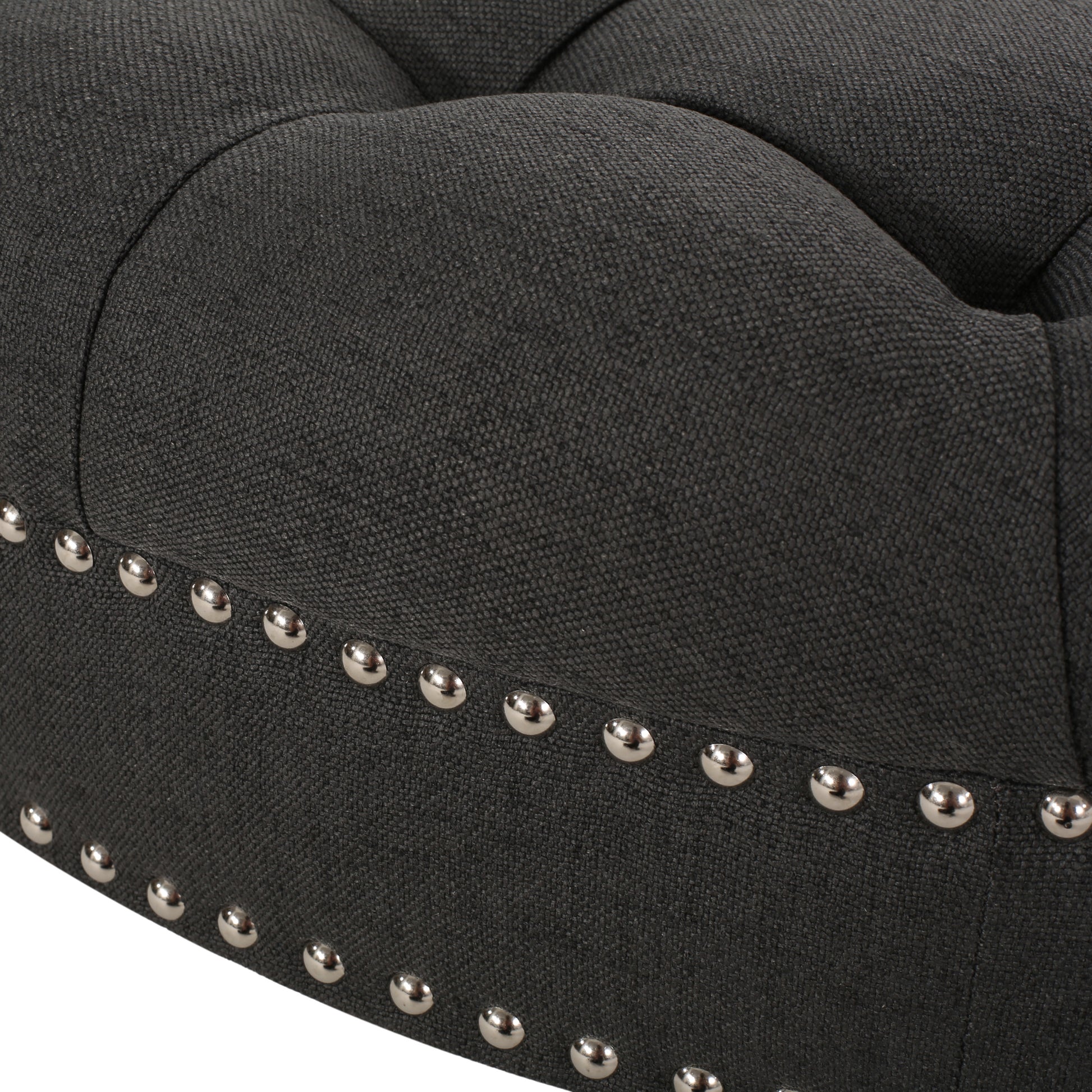 Ottoman With Caster Dark Gray Fabric