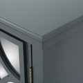 Firwood Mirror Finished Double Door Cabinet, Charcoal Grey Charcoal Grey Wood