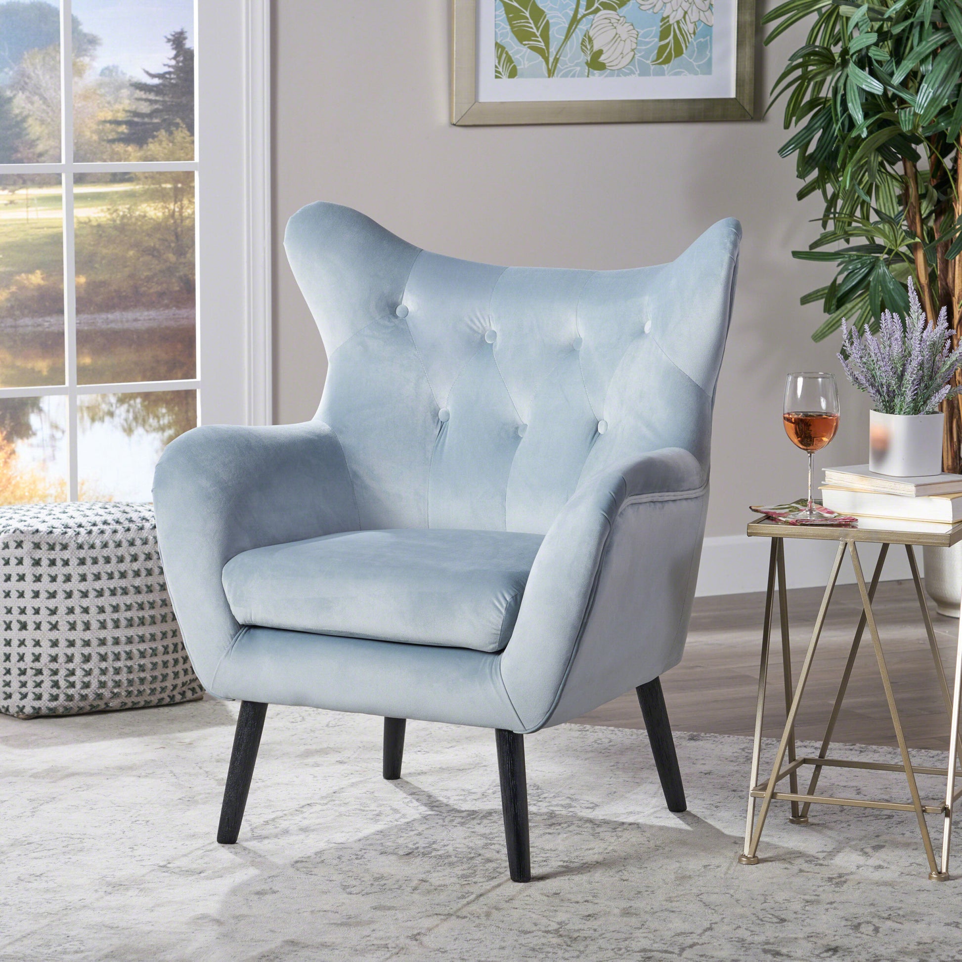 Arm Chair Light Grey Velvet