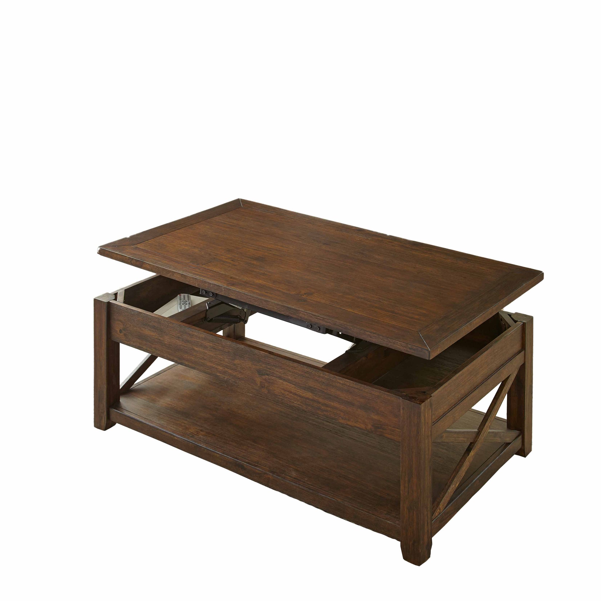 Lenka Lift Top Cocktail Table Brown Brown Wood