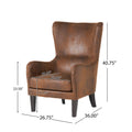 Hi Back Studded Chair,Arm Chair,Living Room, Study And Bedroom Brown Fabric