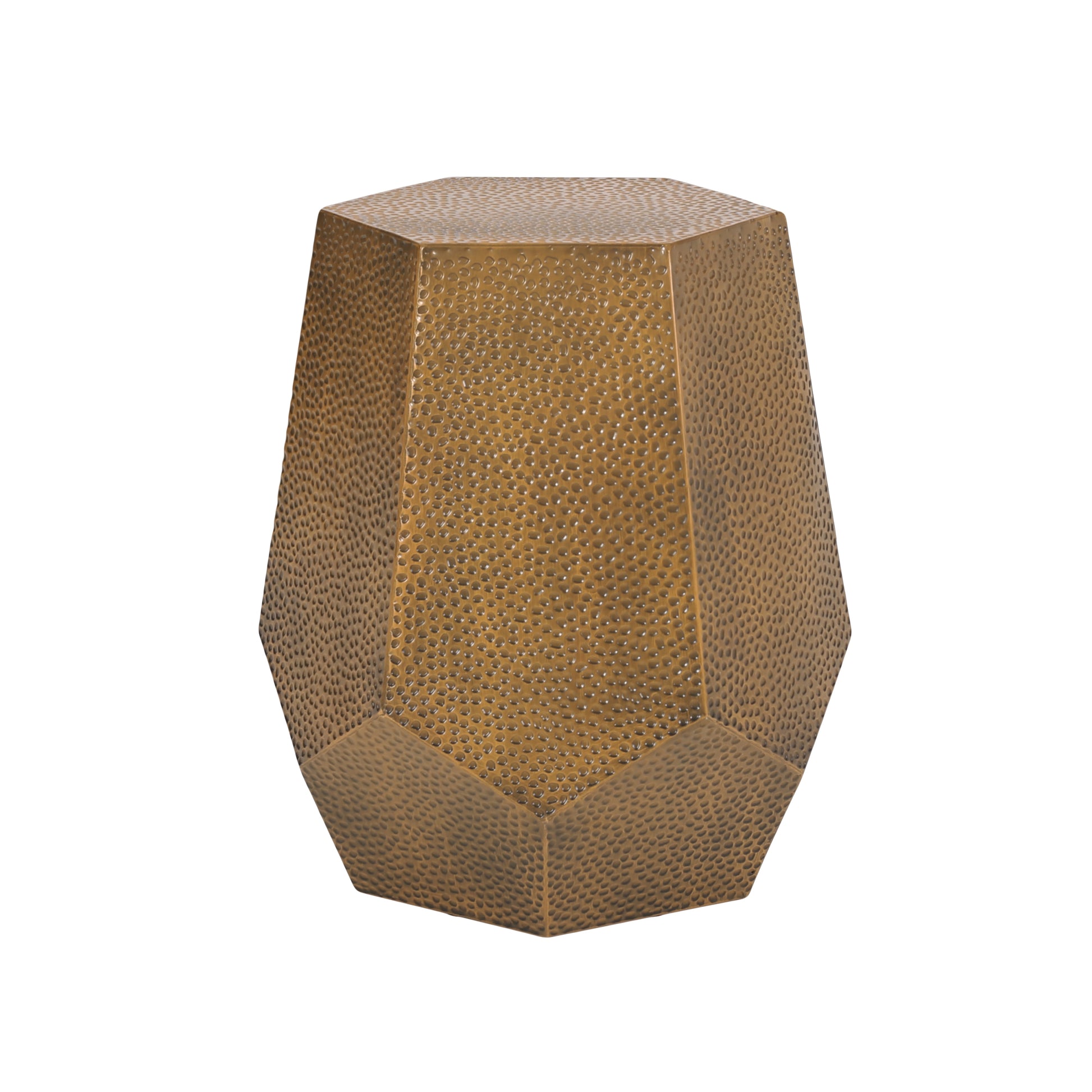 Metal Hammered End Table Gold Iron